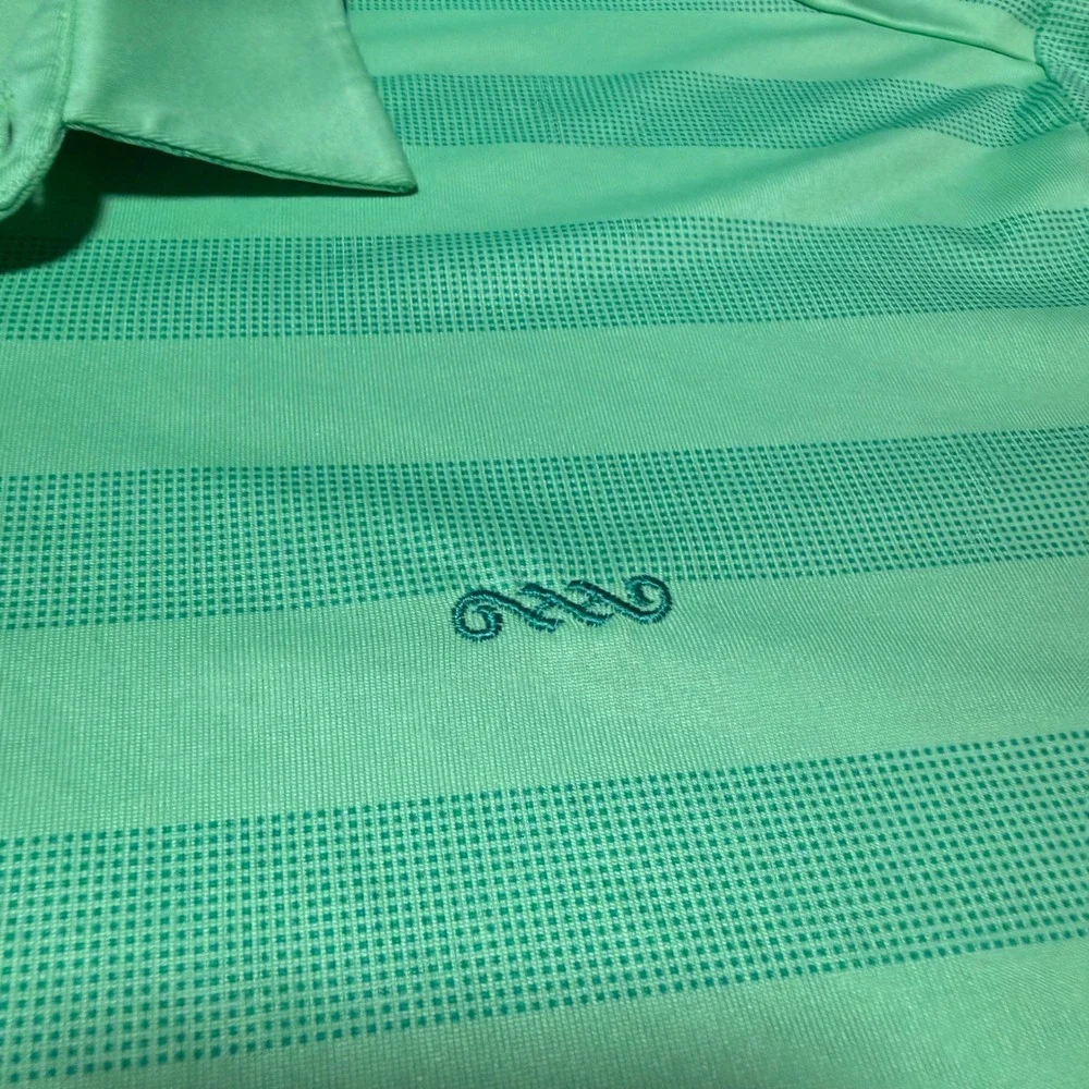 Adidas Golf Polo Mens XL Mint Green‎ Striped Climacool Short Sleeve Shirt XL